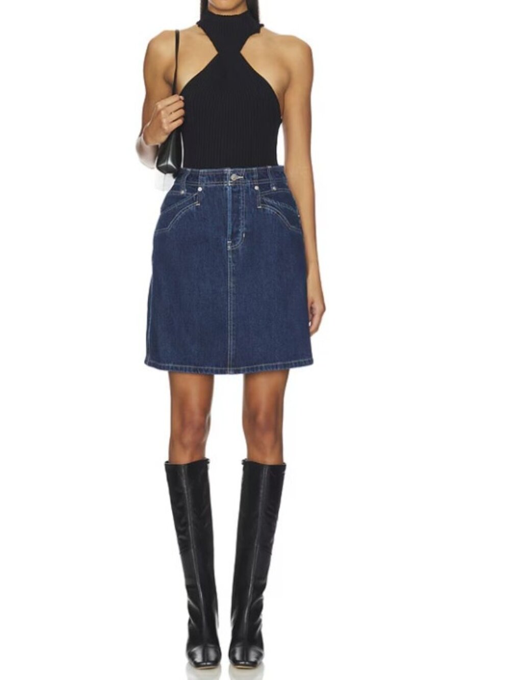 We are Free People Suzy Denim Midi Skirt Deep Ocean ( 26 )